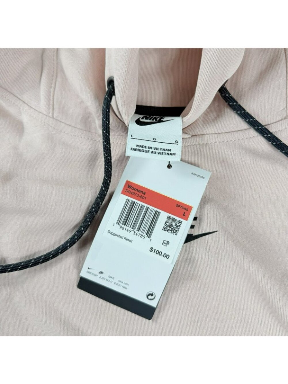 Nike Sportswear Tech Fleece Oversized Cropped Hoodie Pink Women's Size Large - Picture 3 of 7